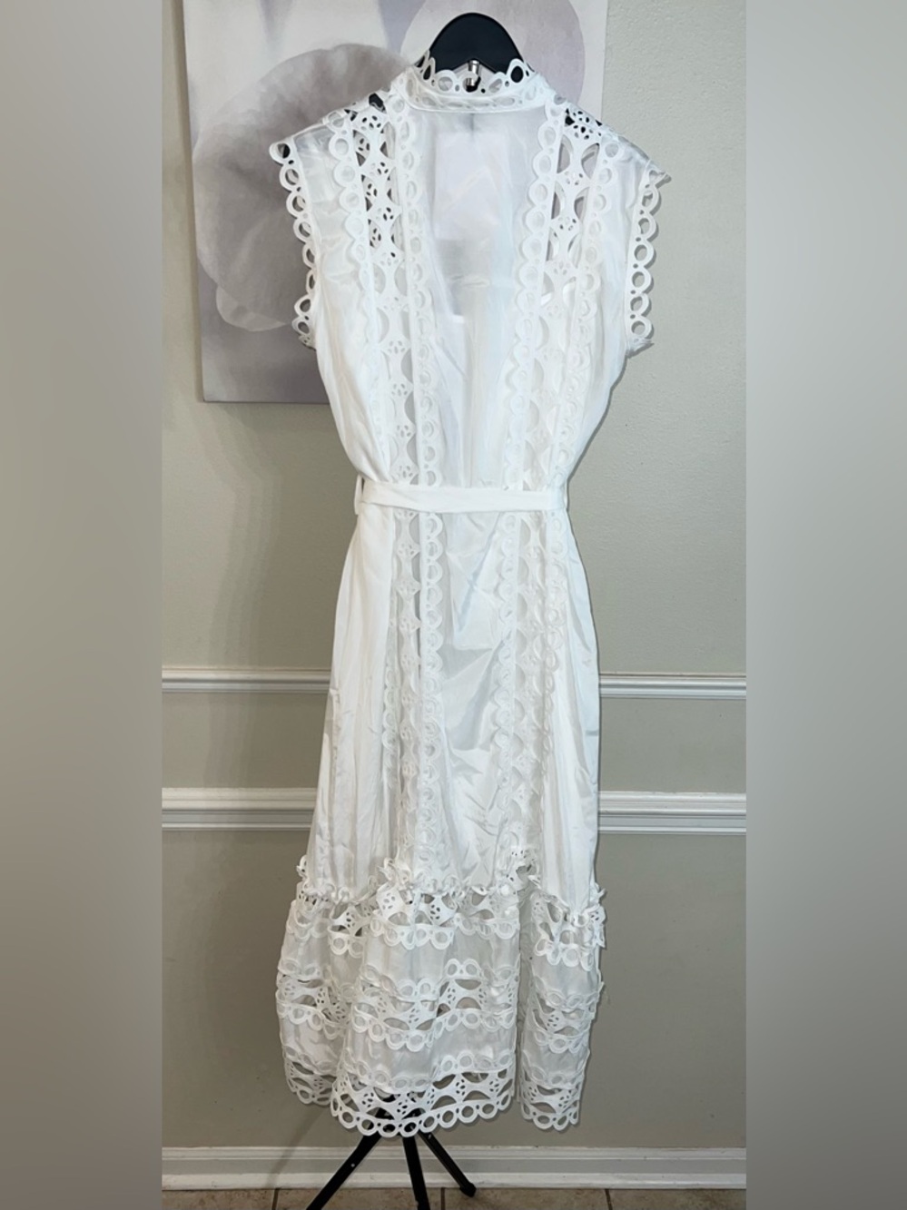 NWT: Women's Kennedi White Sleeveless Hollow Maxi Dress! Size XL. - Picture 8 of 16